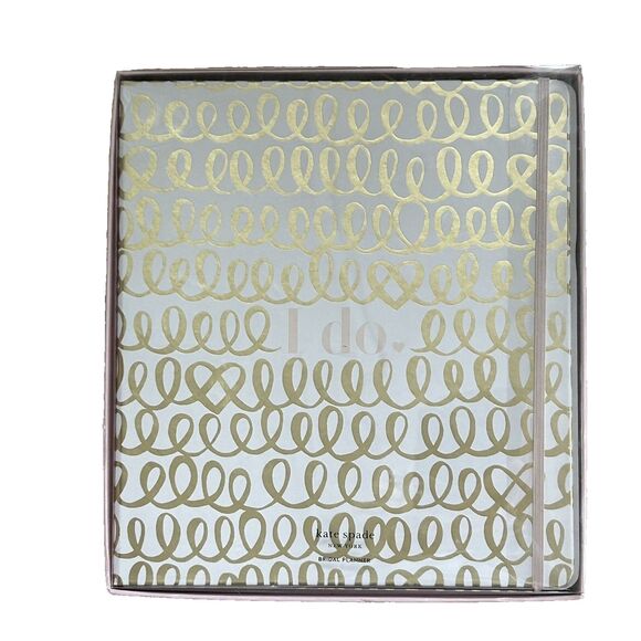 New Kate Spade Wedding Planner Bridal I Do Gold Heart Knots Organizer Bride Book - Picture 1 of 7